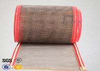 Brown PTFE Coated Fiberglass Mesh Fabric Conveyor Belt 4X4 mm